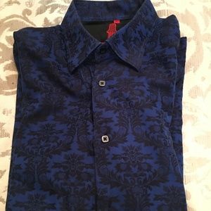Luchiano Dark Blue/Black Button Down Shirt